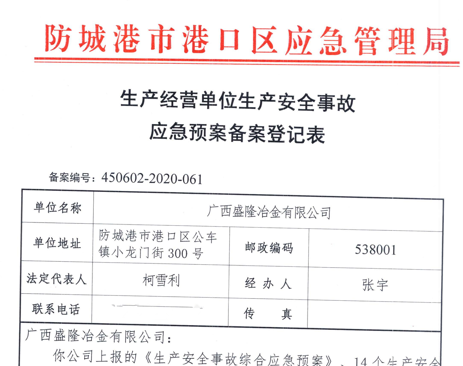 CA88应急预案备案表公示